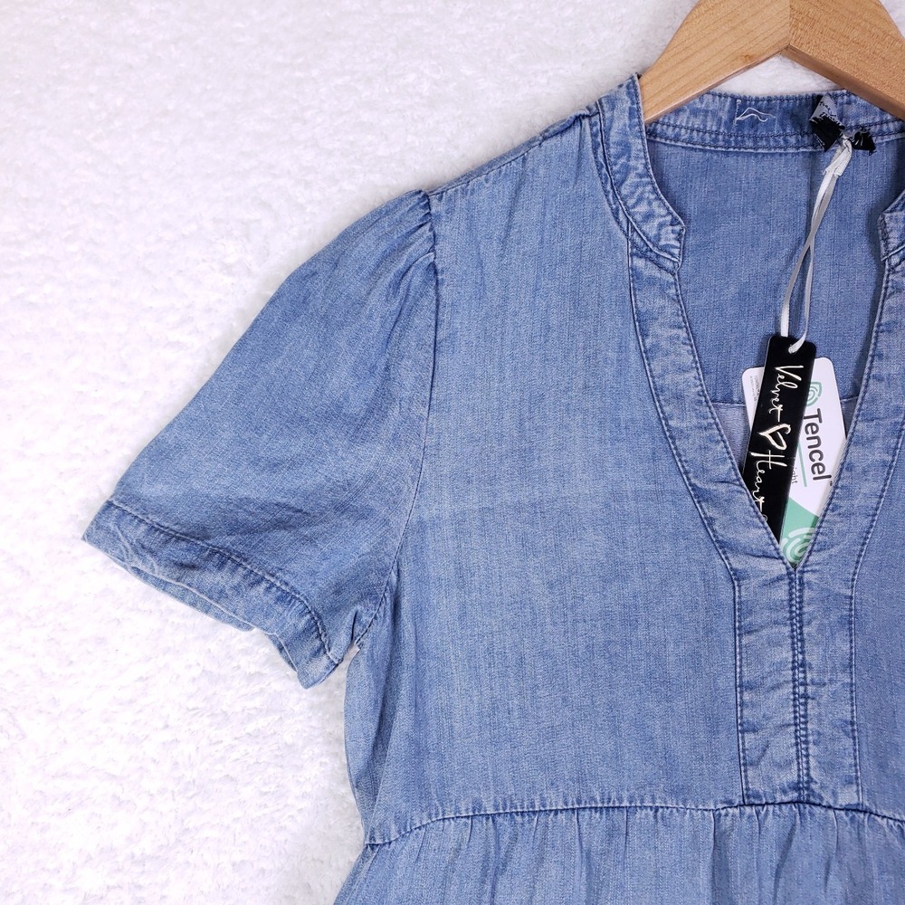 Velvet Heart Tencel Tiered Mini Dress XS Blue - Picture 3 of 10